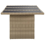 Garden Dining Table Brown 200x100x74 cm Glass and Poly Rattan - Side View