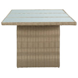 Garden Dining Table Brown 200x100x74 cm Glass and Poly Rattan - Side View