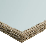 Garden Dining Table Brown 200x100x74 cm Glass and Poly Rattan - Top-Down View