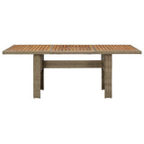 Garden Dining Table Brown 200x100x74 cm Poly Rattan - Front View