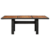 Garden Dining Table Black 200x100x74 cm Poly Rattan - Front View