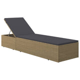 Sunlounger Poly Rattan Brown and Dark Grey - Front View