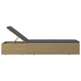 Sunlounger Poly Rattan Brown and Dark Grey - Side View