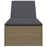 Sunlounger Poly Rattan Brown and Dark Grey - Top-Down View