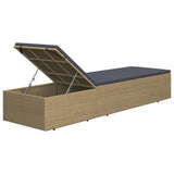 Sunlounger Poly Rattan Brown and Dark Grey - Low Angle