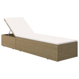 Sunlounger Poly Rattan Brown and Cream White - Front View
