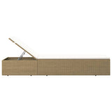 Sunlounger Poly Rattan Brown and Cream White - Top-Down View