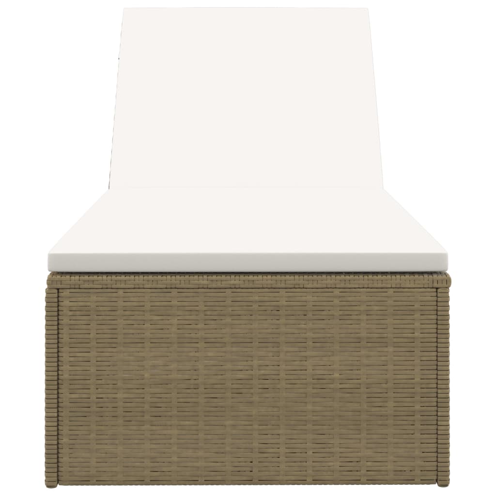 Sunlounger Poly Rattan Brown and Cream White