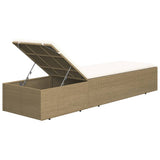 Sunlounger Poly Rattan Brown and Cream White - Close-Up Angle