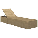 Sunlounger Poly Rattan Brown and Cream White - Low Angle