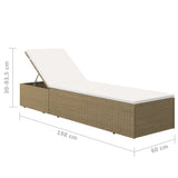 Sunlounger Poly Rattan Brown and Cream White - Extra Image