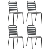 Outdoor Chairs 4 pcs Slatted Design Steel Dark Grey