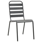 Outdoor Chairs 4 pcs Slatted Design Steel Dark Grey - Front View