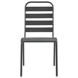 Outdoor Chairs 4 pcs Slatted Design Steel Dark Grey