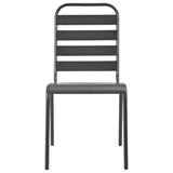 Outdoor Chairs 4 pcs Slatted Design Steel Dark Grey - Side View