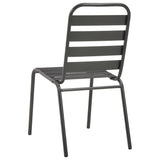 Outdoor Chairs 4 pcs Slatted Design Steel Dark Grey - 45-Degree Angle