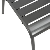 Outdoor Chairs 4 pcs Slatted Design Steel Dark Grey - Rear View