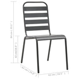 Outdoor Chairs 4 pcs Slatted Design Steel Dark Grey - Close-Up Angle