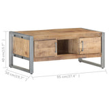 Coffee Table 95x50x40 cm Rough Mango Wood - Close-Up Angle