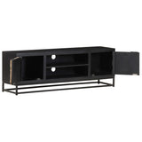 TV Cabinet 120x30x40 cm Solid Mango Wood - Side View
