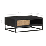 Coffee Table 90x60x35 cm Solid Mango Wood - Close-Up Angle