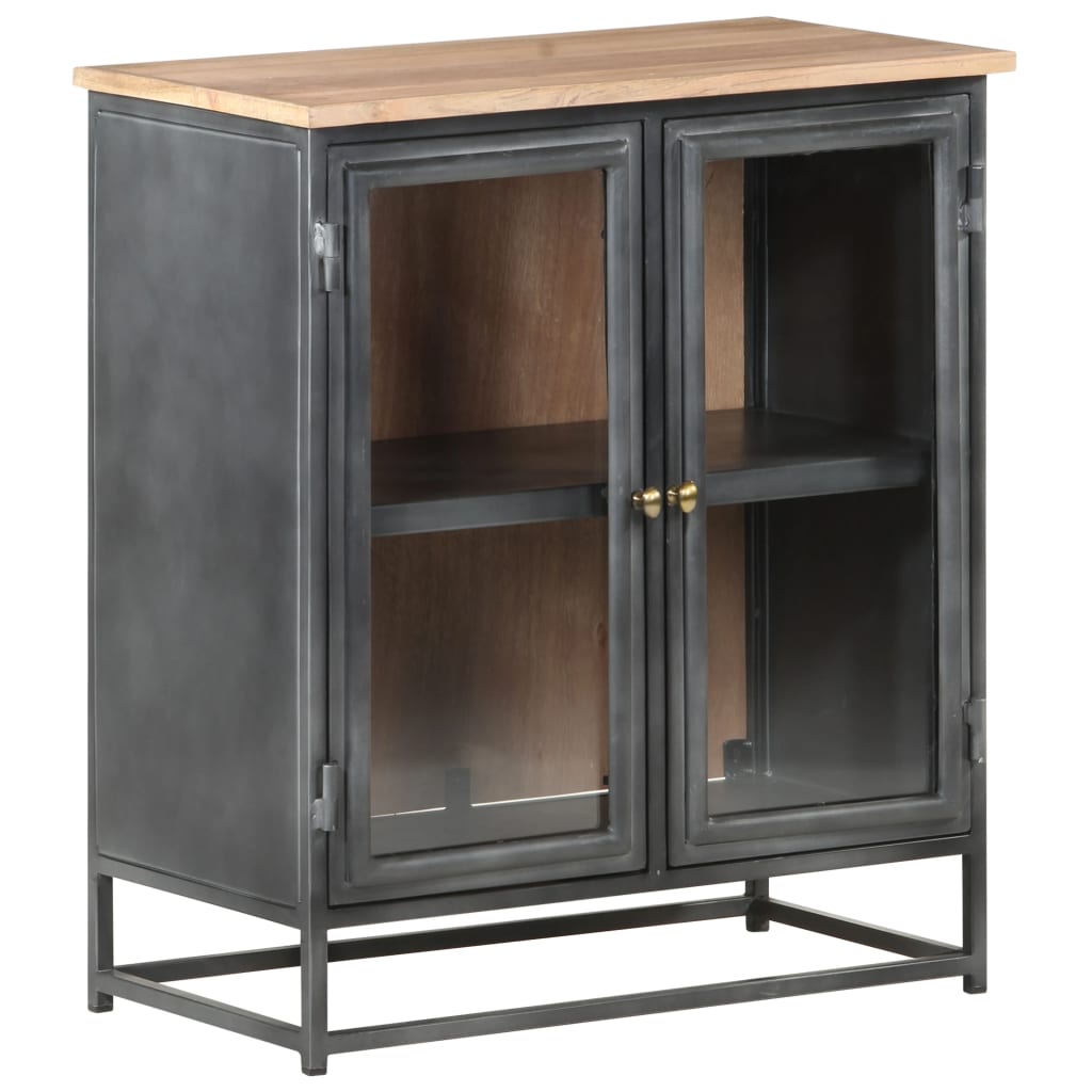 Sideboard Grey 60x35x70 cm Solid Acacia Wood and Steel