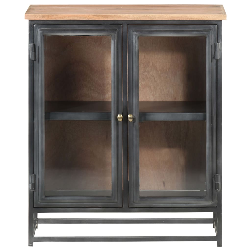 Sideboard Grey 60x35x70 cm Solid Acacia Wood and Steel
