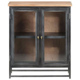 Sideboard Grey 60x35x70 cm Solid Acacia Wood and Steel - Front View