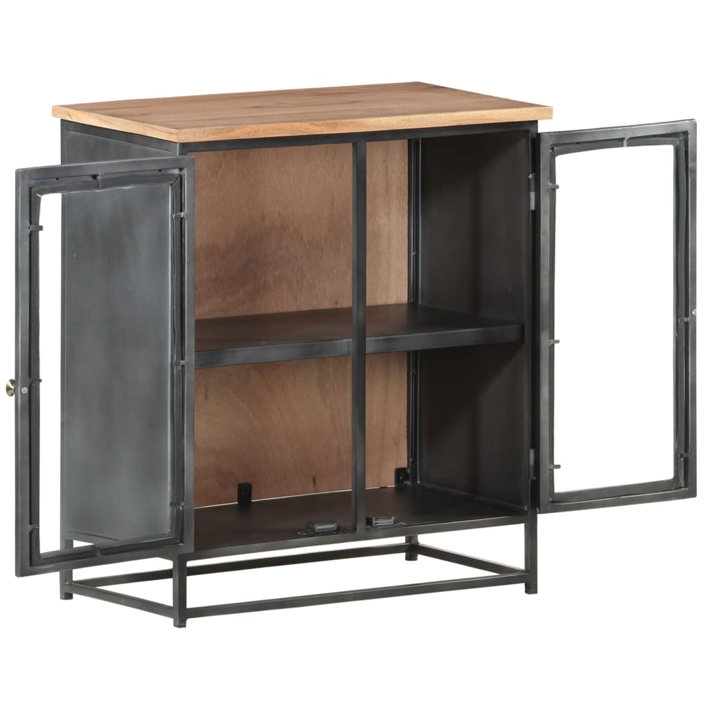Sideboard Grey 60x35x70 cm Solid Acacia Wood and Steel