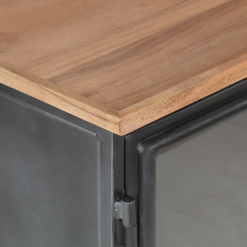 Sideboard Grey 60x35x70 cm Solid Acacia Wood and Steel