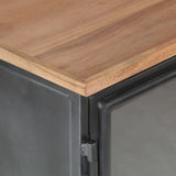 Sideboard Grey 60x35x70 cm Solid Acacia Wood and Steel