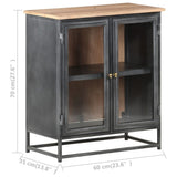 Sideboard Grey 60x35x70 cm Solid Acacia Wood and Steel - Close-Up Angle