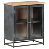 Sideboard Grey 60x35x70 cm Solid Acacia Wood and Steel - Low Angle