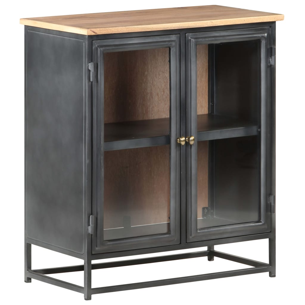 Sideboard Grey 60x35x70 cm Solid Acacia Wood and Steel