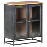 Sideboard Grey 60x35x70 cm Solid Acacia Wood and Steel - Extra Image