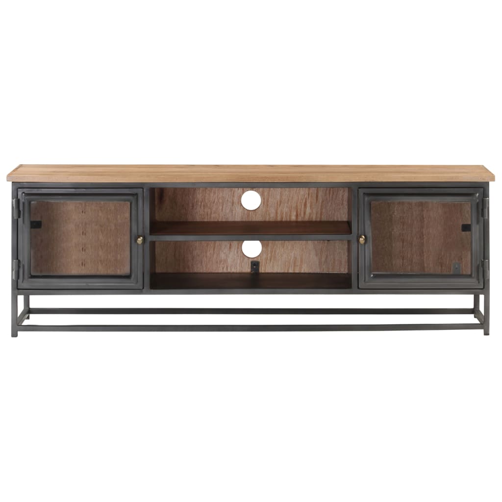 TV Cabinet Grey 120x30x40 cm Solid Acacia Wood and Steel