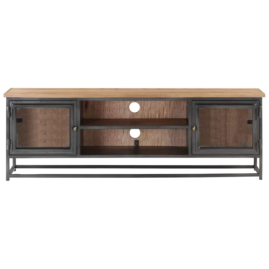 TV Cabinet Grey 120x30x40 cm Solid Acacia Wood and Steel