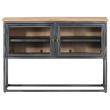 Sideboard Grey 100x30x70 cm Solid Acacia Wood - Front View