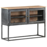 Sideboard Grey 100x30x70 cm Solid Acacia Wood - Low Angle