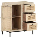 Sideboard 60x35x70 cm Solid Mango Wood and Natural Cane