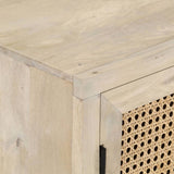 Sideboard 60x35x70 cm Solid Mango Wood and Natural Cane - 45-Degree Angle