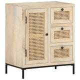 Sideboard 60x35x70 cm Solid Mango Wood and Natural Cane