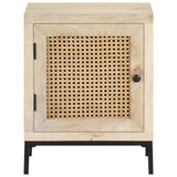 Bedside Cabinet 40x30x50 cm Solid Mango Wood and Natural Cane - Front View