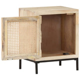 Bedside Cabinet 40x30x50 cm Solid Mango Wood and Natural Cane - Side View