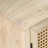 Bedside Cabinet 40x30x50 cm Solid Mango Wood and Natural Cane - 45-Degree Angle