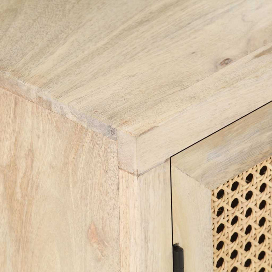 Bedside Cabinet 40x30x50 cm Solid Mango Wood and Natural Cane