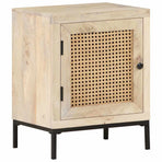 Bedside Cabinet 40x30x50 cm Solid Mango Wood and Natural Cane