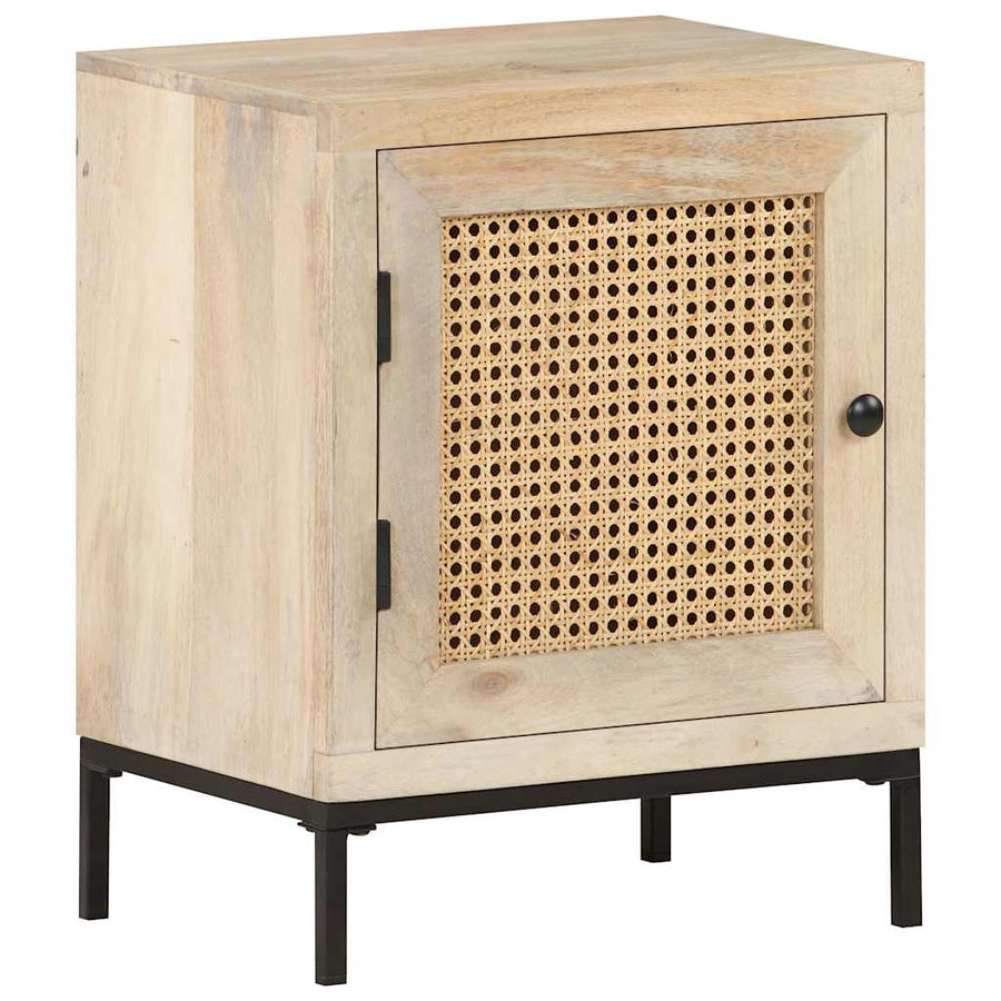 Bedside Cabinet 40x30x50 cm Solid Mango Wood and Natural Cane