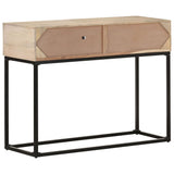 Console Table 100x35x76 cm Solid Mango Wood and Natural Cane - Top-Down View