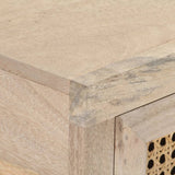 Console Table 100x35x76 cm Solid Mango Wood and Natural Cane - 45-Degree Angle